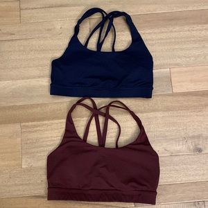 2 Lululemon Sports Bras (size 4) Navy & Dark Plum